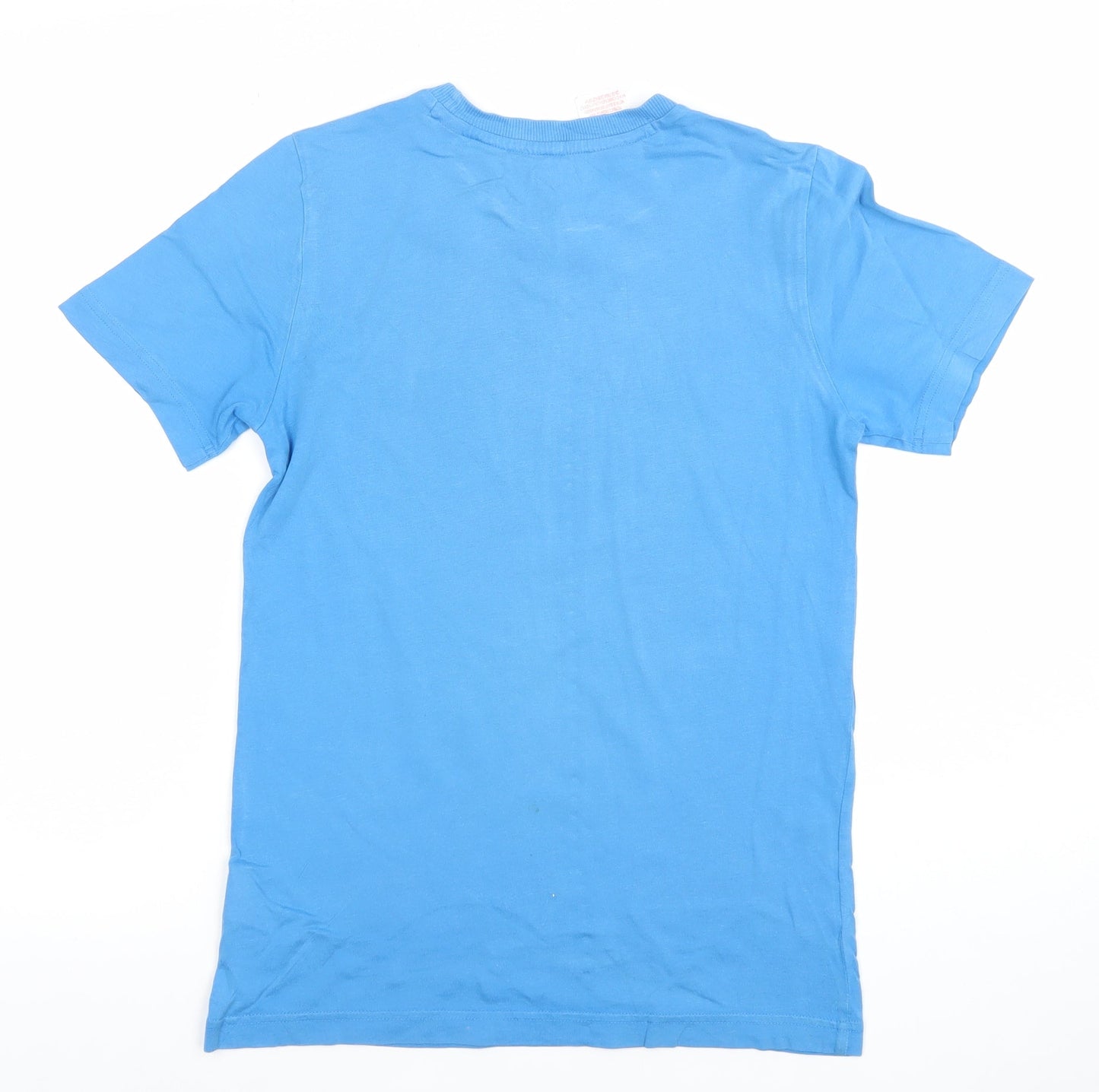 adidas Boys Blue Short Sleeve Logo T-Shirt 13-14 Years Cotton Blend