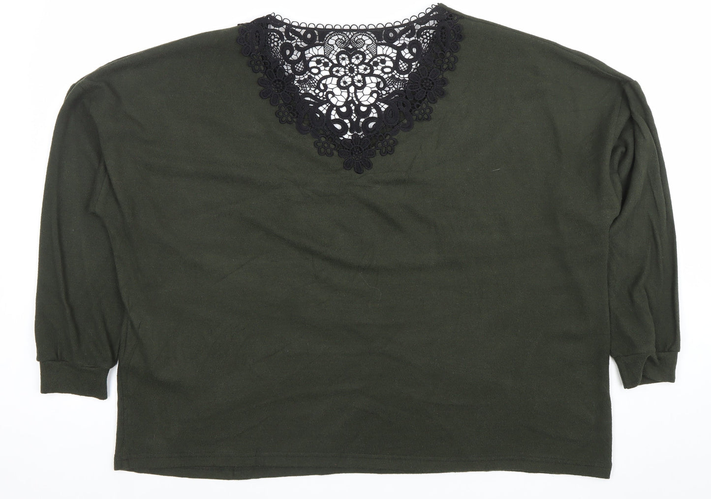 Dorothy Perkins Women’s Green Lace V-Neck Long Sleeve Tunic Top Size 18