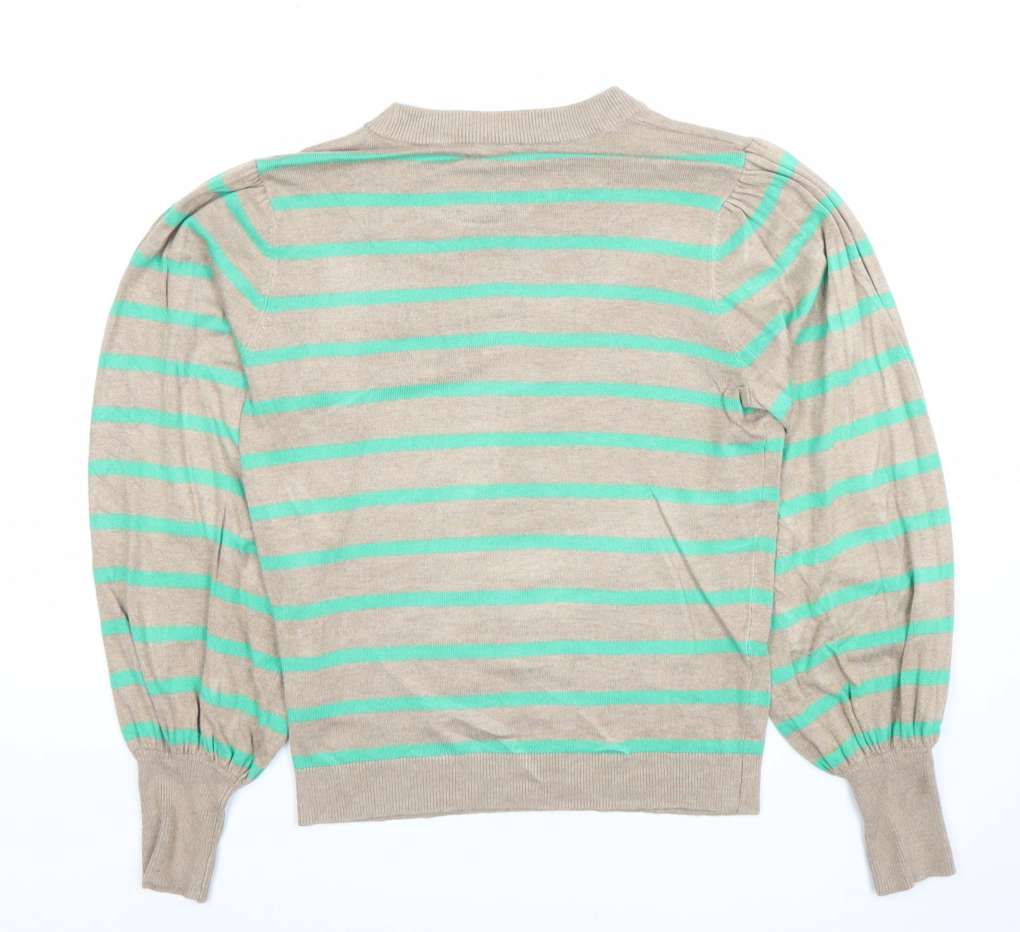 Kaffe Women Beige Striped Knit Pullover Jumper XS