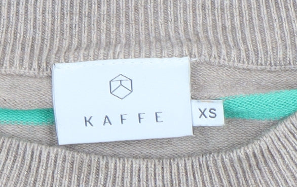 Kaffe Women Beige Striped Knit Pullover Jumper XS