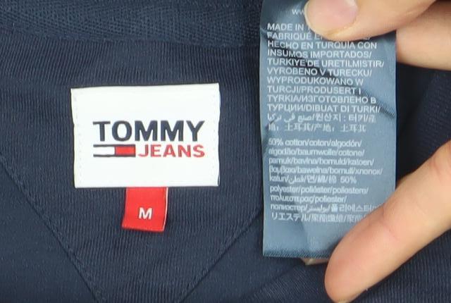 Womens UK Size M Tommy Jeans Blue Cotton Blend T-Shirt