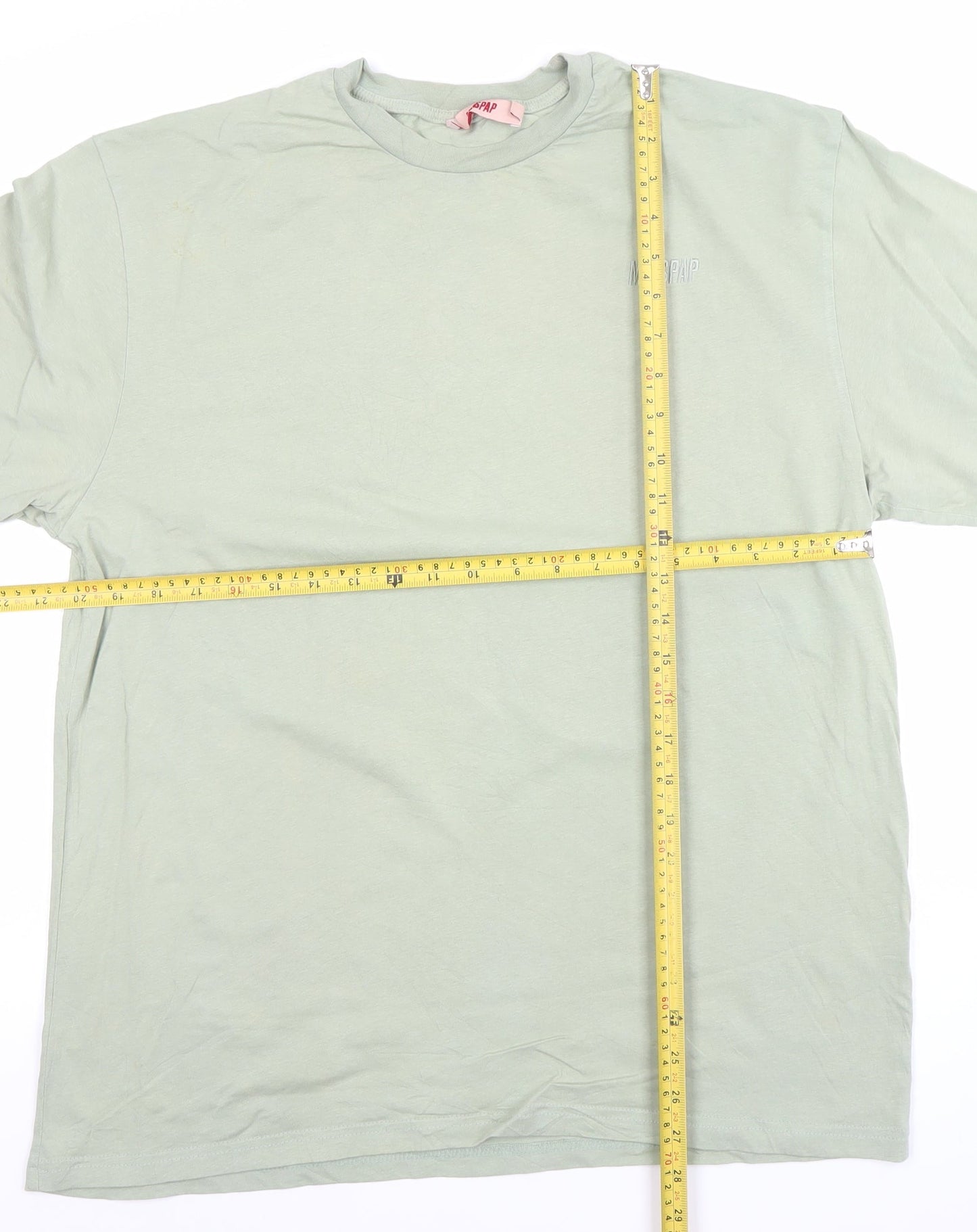 Misspap Women’s Green Cotton Basic Crew Neck Short Sleeve T-Shirt Size 8