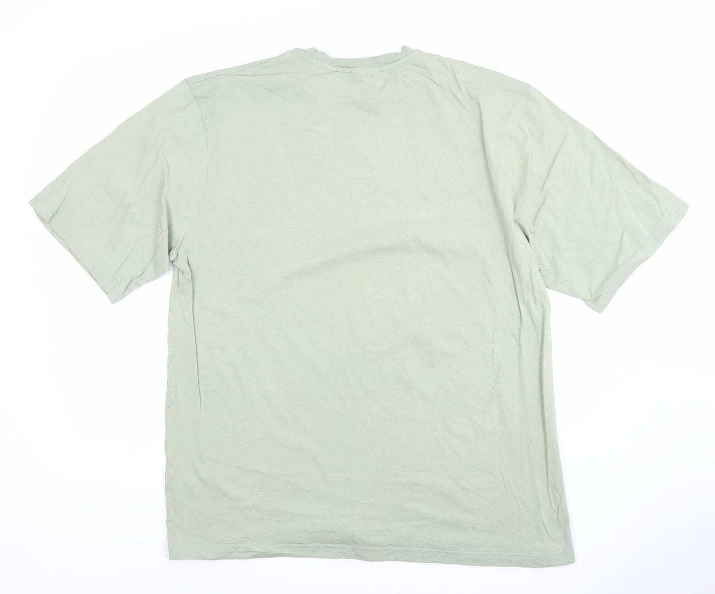 Misspap Women’s Green Cotton Basic Crew Neck Short Sleeve T-Shirt Size 8