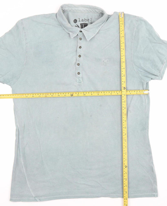 Label Lab Men's Blue XL Cotton Polo Shirt Casual Smart Top