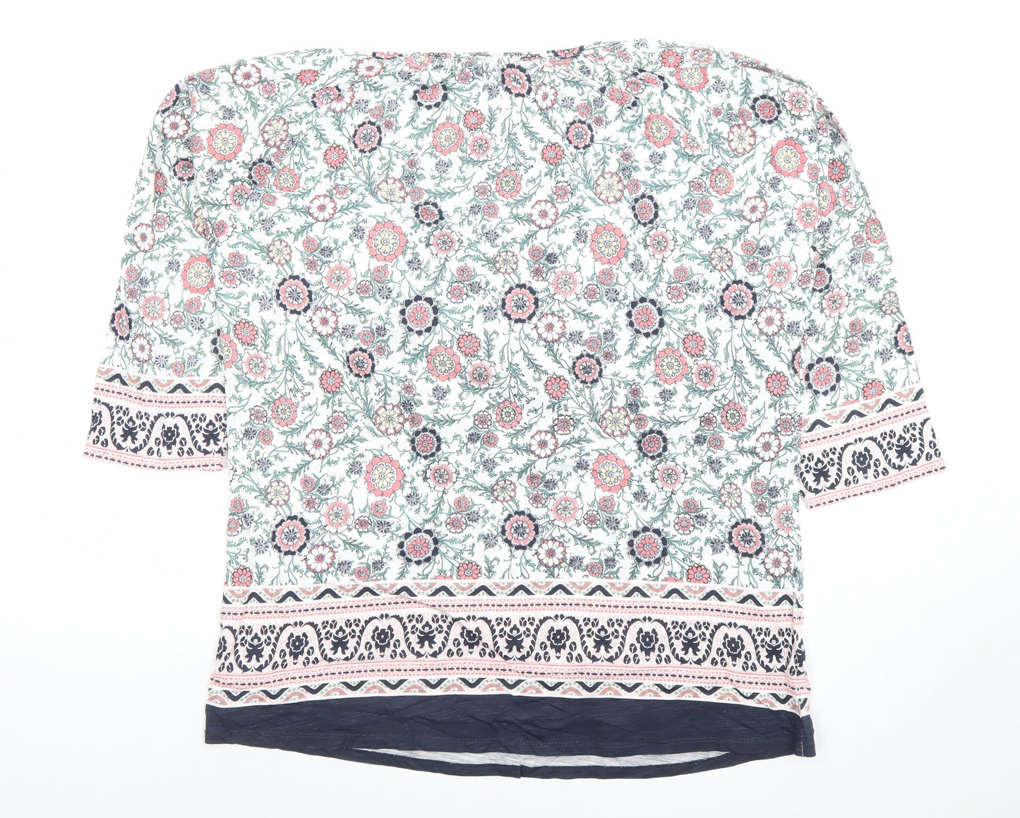 Isle Womens Multicoloured Floral Cotton Tunic Blouse Size 14
