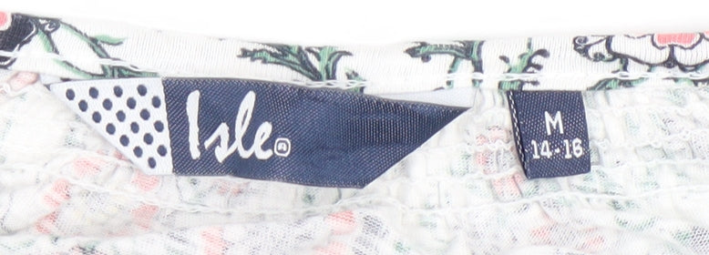 Isle Womens Multicoloured Floral Cotton Tunic Blouse Size 14