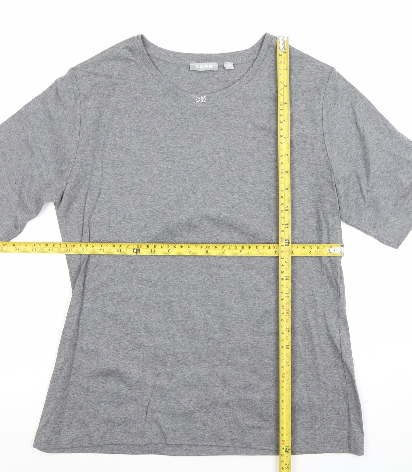 Rabe Women’s Grey Cotton Basic T-Shirt Size 8 Short Sleeve