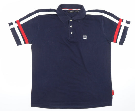 FILA Men’s Blue Polo Shirt Size M Classic Sports Style