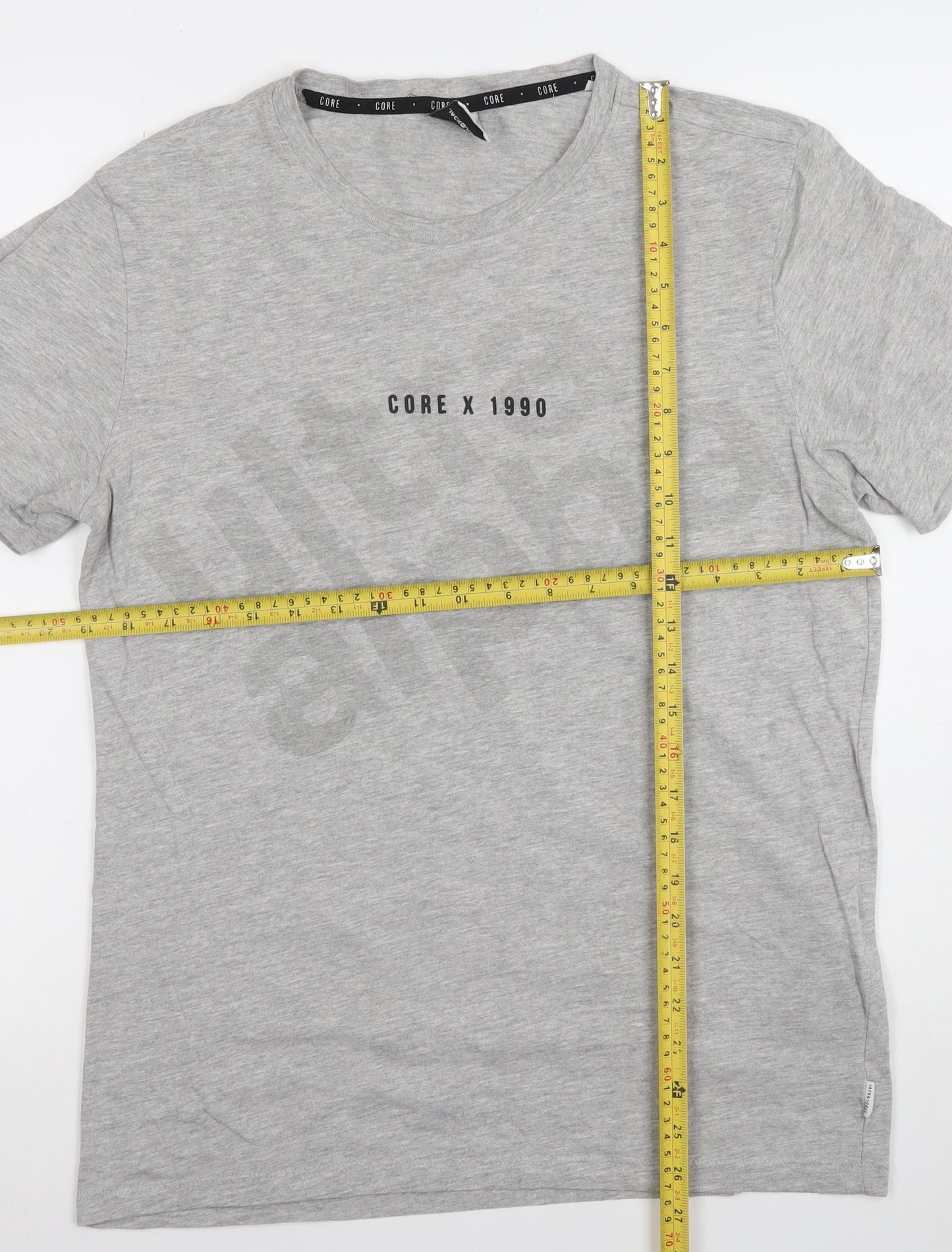 Mens UK Size S JACK & JONES Grey  Cotton Blend T-Shirt