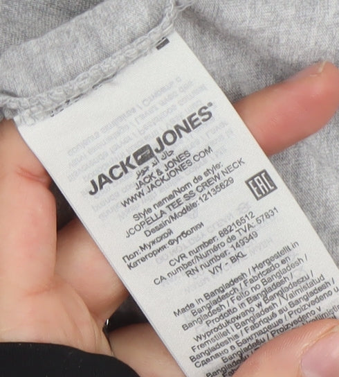 Mens UK Size S JACK & JONES Grey  Cotton Blend T-Shirt