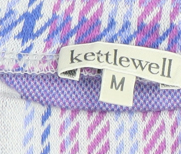 Kettlewell Women’s Purple Check Shift Dress M 3/4 Sleeve Cotton Stretch