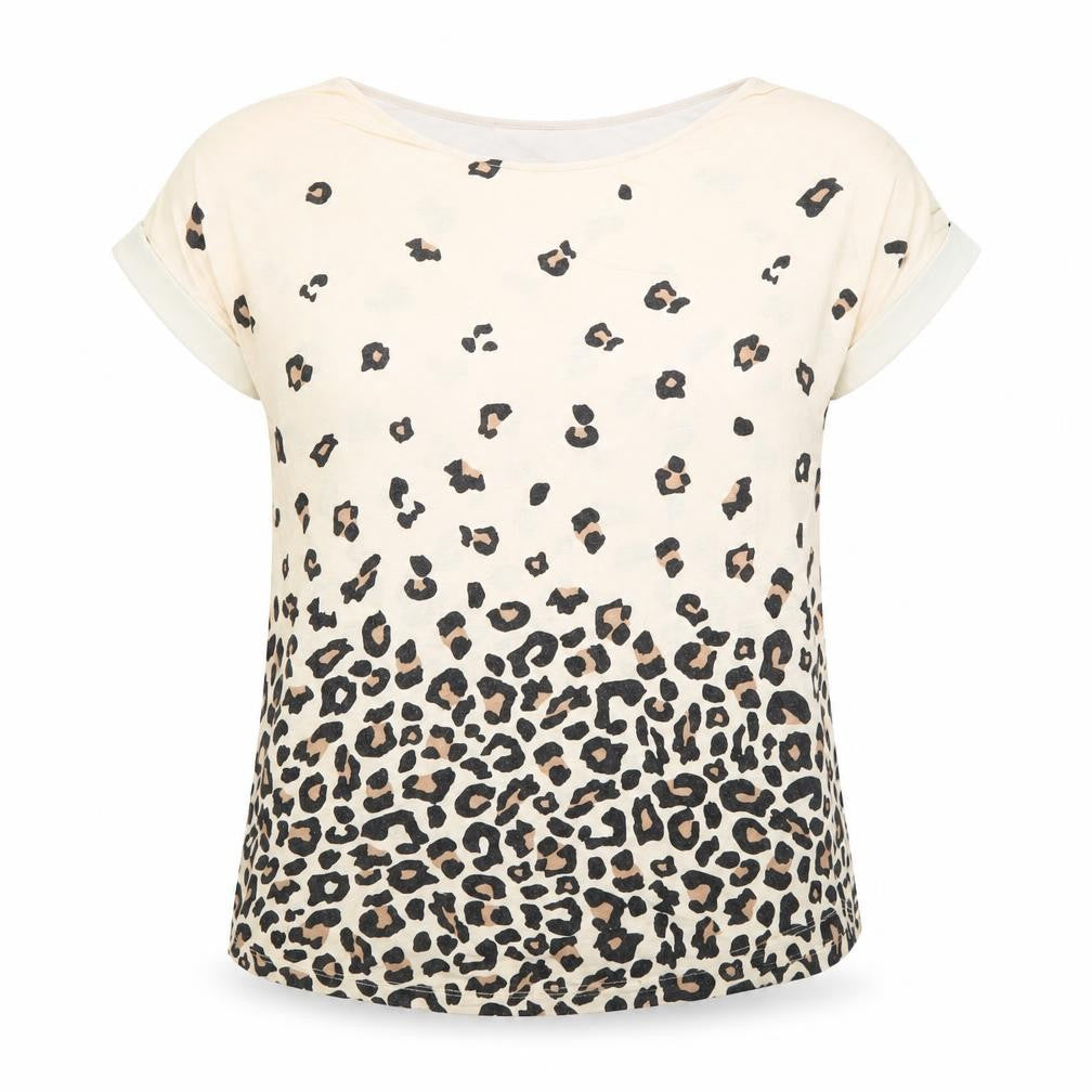 Oasis Women’s Beige Leopard Print Short Sleeve T-Shirt XS