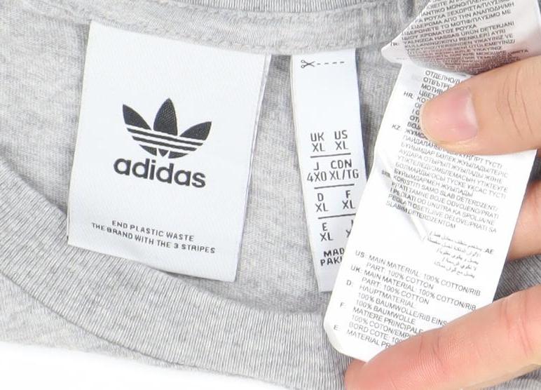 Adidas Men's Grey XL Trefoil Logo Regular Fit Short Sleeve T-Shirt