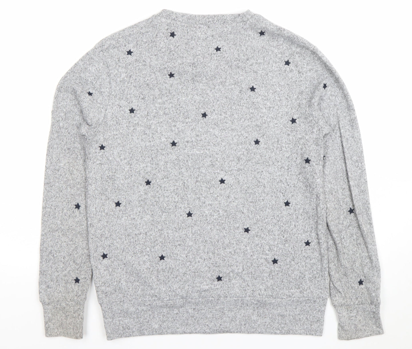 Mauvette Women's Grey Star Knit Jumper Size 8 Crew Neck Pullover