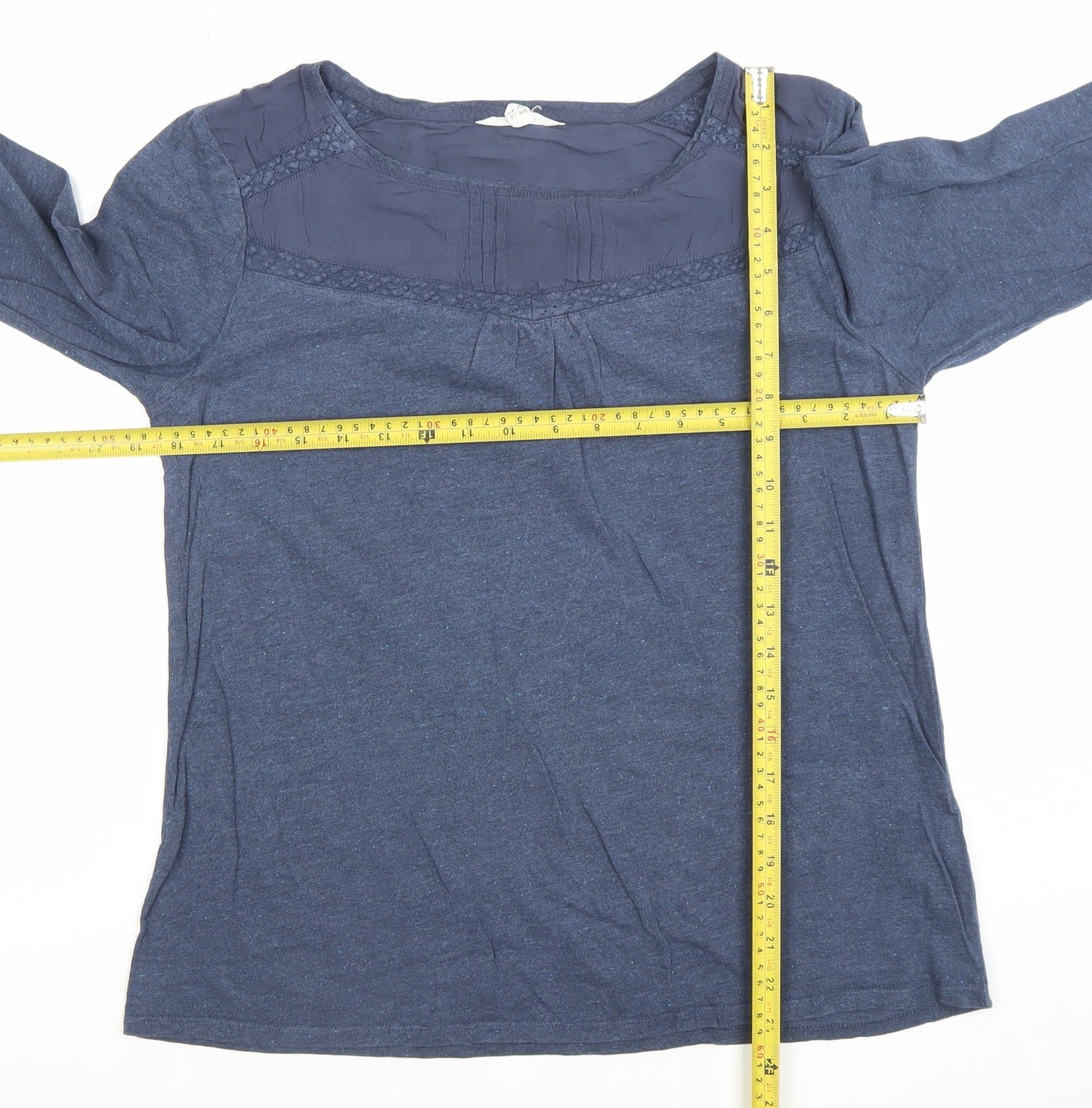White Stuff Women’s Blue Long Sleeve Cotton Wool Tunic Blouse Size 12