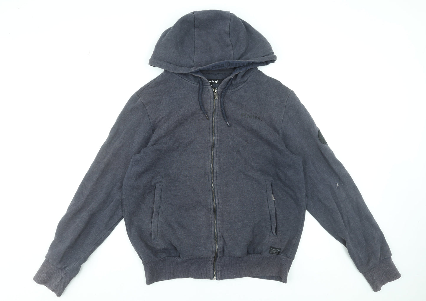 Mens UK M Regular Firetrap Blue Full Zip Hoodie