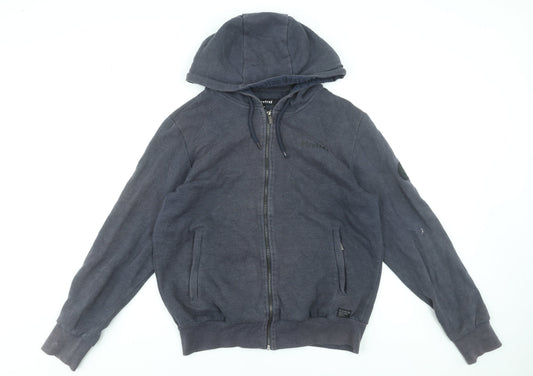 Mens UK M Regular Firetrap Blue Full Zip Hoodie