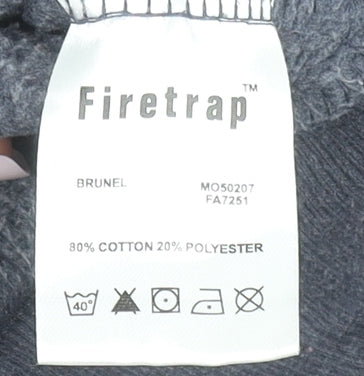 Mens UK M Regular Firetrap Blue Full Zip Hoodie