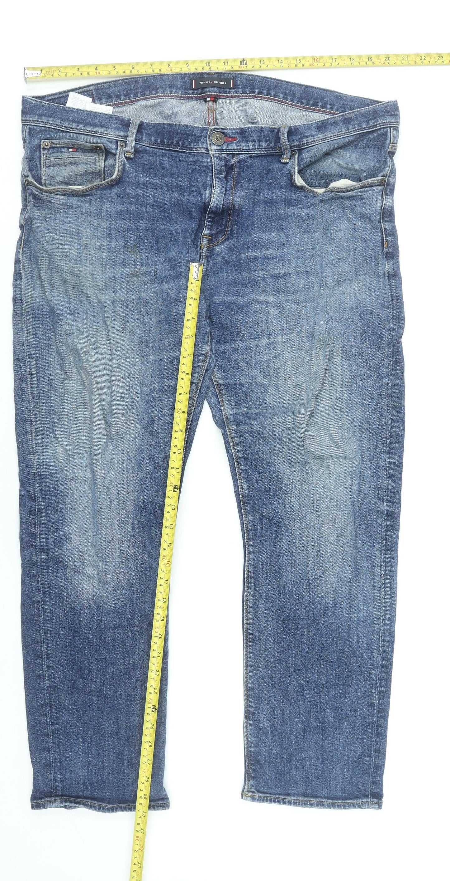 Tommy Hilfiger Men's Blue 40/30 Straight Fit Denim Jeans