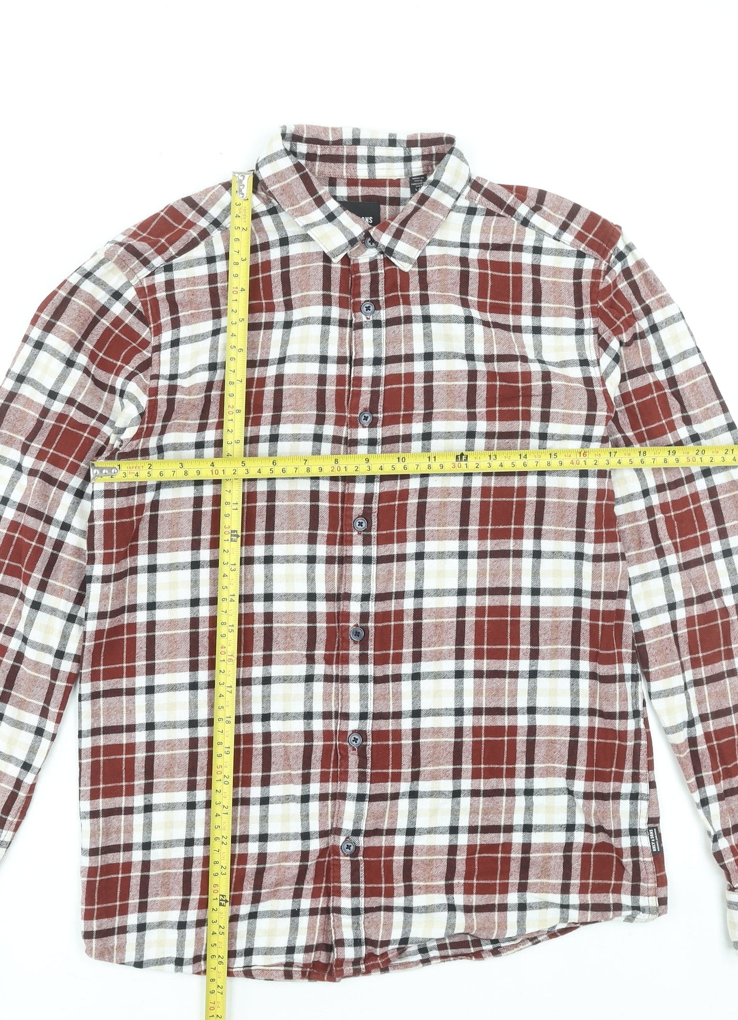 Only & Sons Men's Red Checked Cotton Flannel Shirt Size L