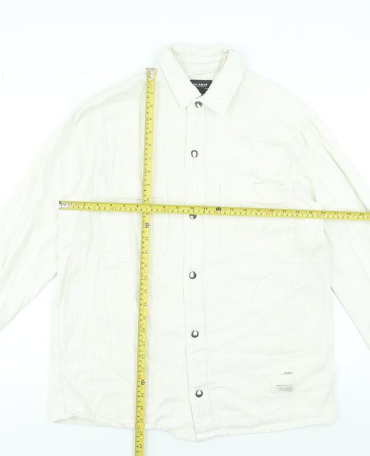 Pull&Bear Men’s Ivory Cotton Basic Jacket Size M 38in Classic Twill