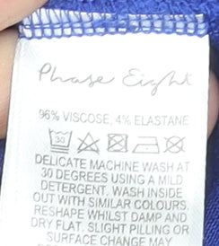 Phase Eight Women Blue Relaxed V-Neck 3/4 Sleeve Tunic Jumper Size 14