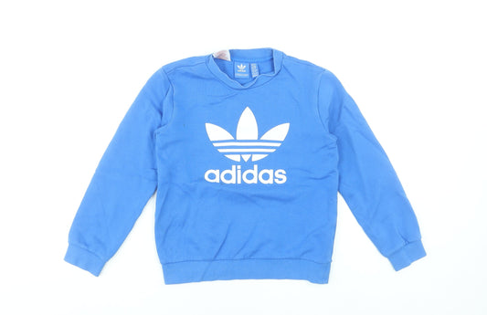 Adidas Boys Blue Crew Neck Pullover Sweatshirt Size 9-10 Years