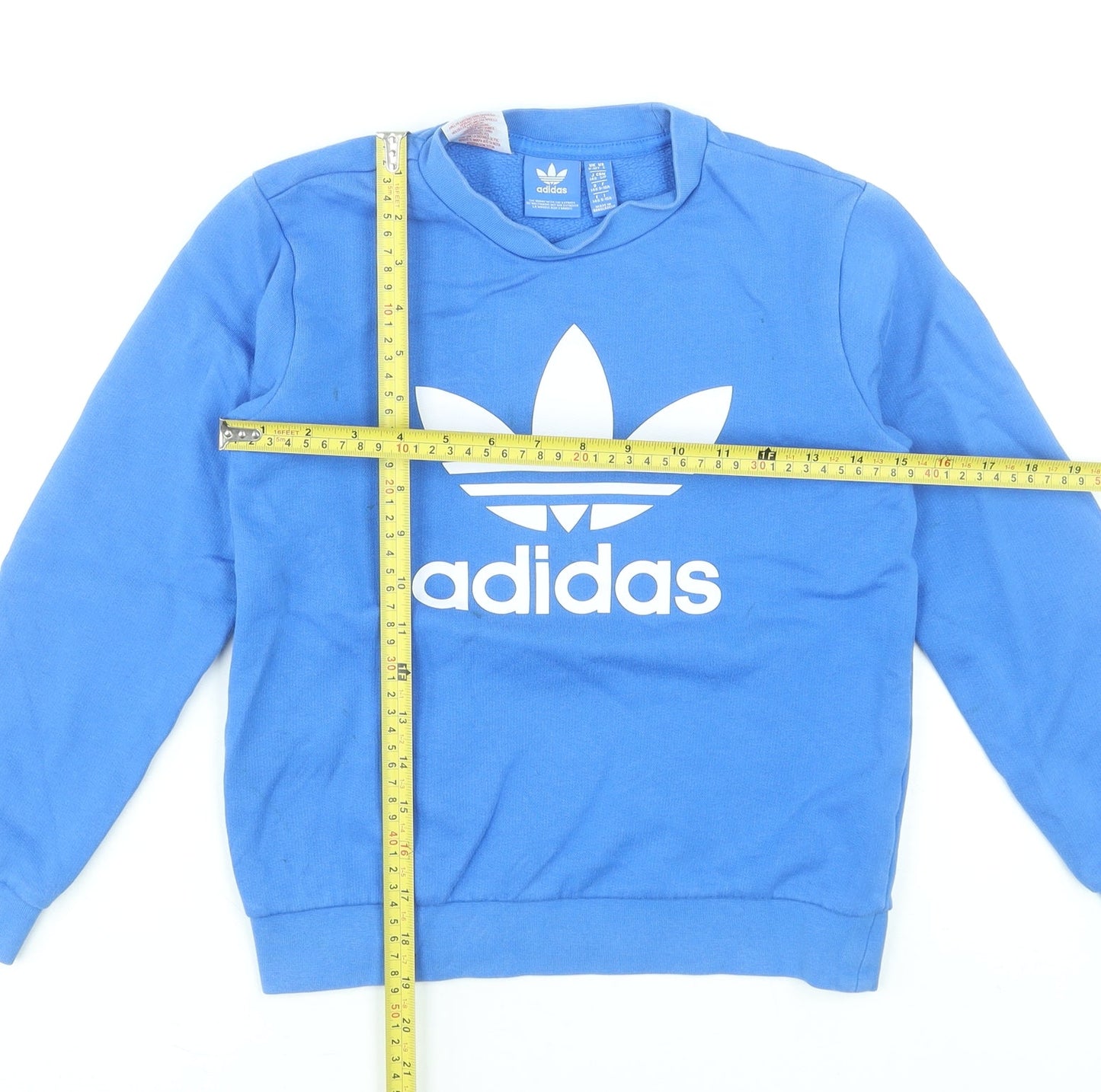 Adidas Boys Blue Crew Neck Pullover Sweatshirt Size 9-10 Years