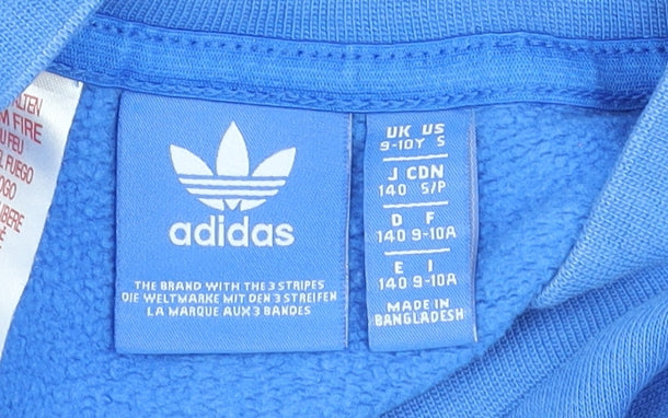 Adidas Boys Blue Crew Neck Pullover Sweatshirt Size 9-10 Years