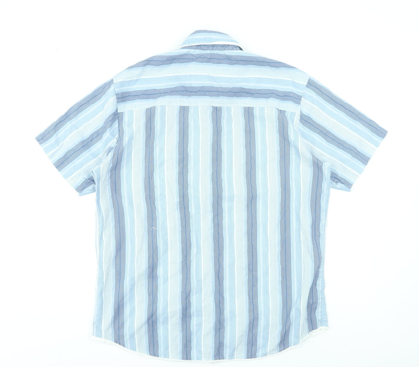 Kickers Mens Blue Striped Short Sleeve Button-Up Shirt Size L