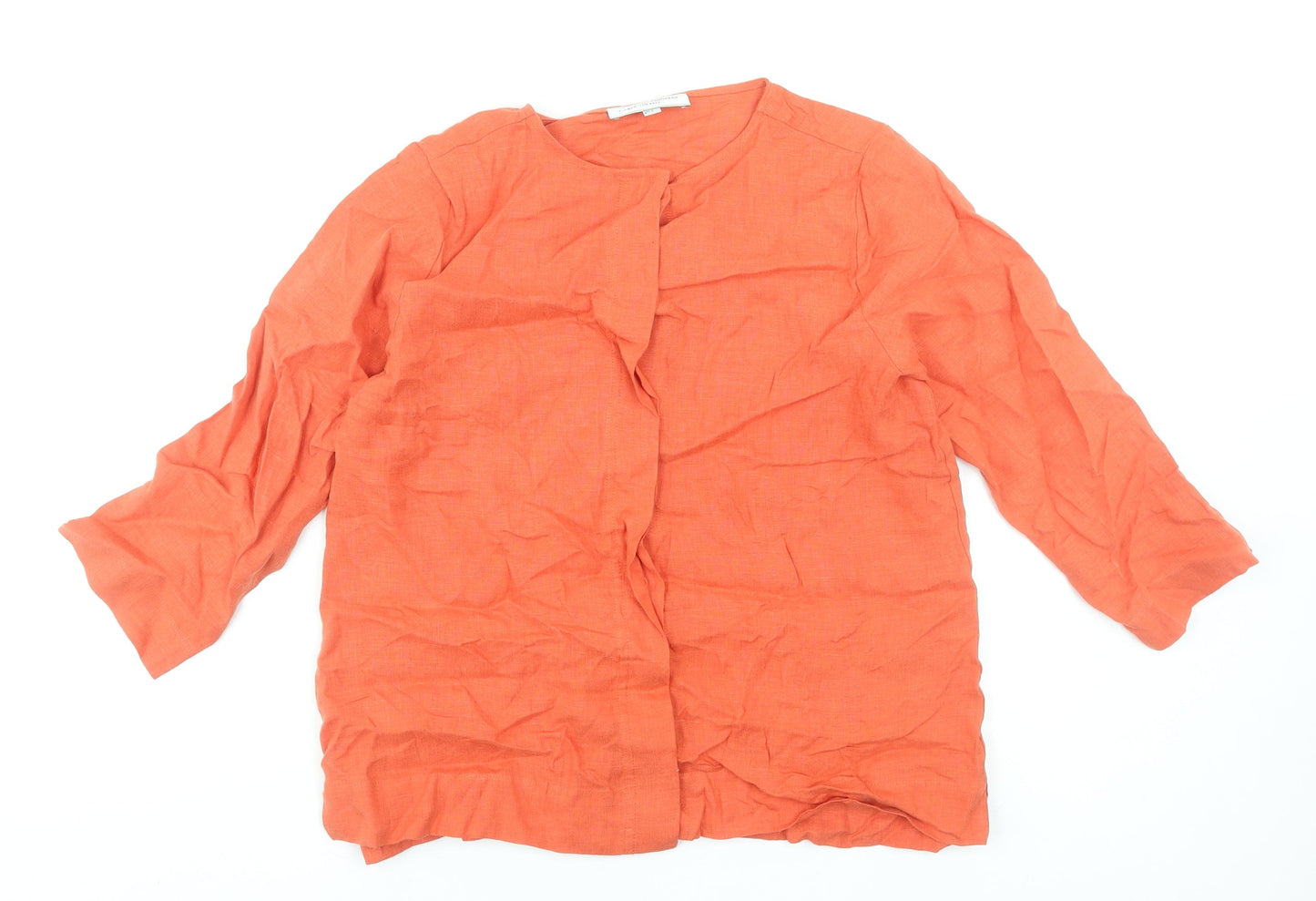 Carolyn Donnelly Orange Linen 3/4 Sleeve Tunic Blouse Women’s Size S