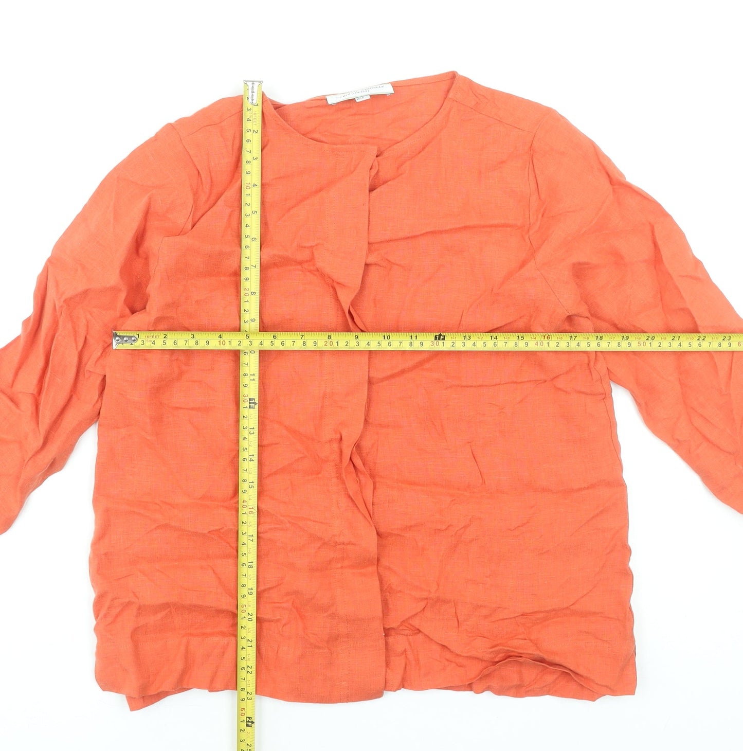 Carolyn Donnelly Orange Linen 3/4 Sleeve Tunic Blouse Women’s Size S