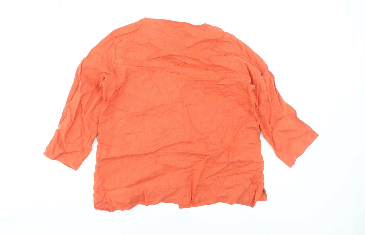 Carolyn Donnelly Orange Linen 3/4 Sleeve Tunic Blouse Women’s Size S