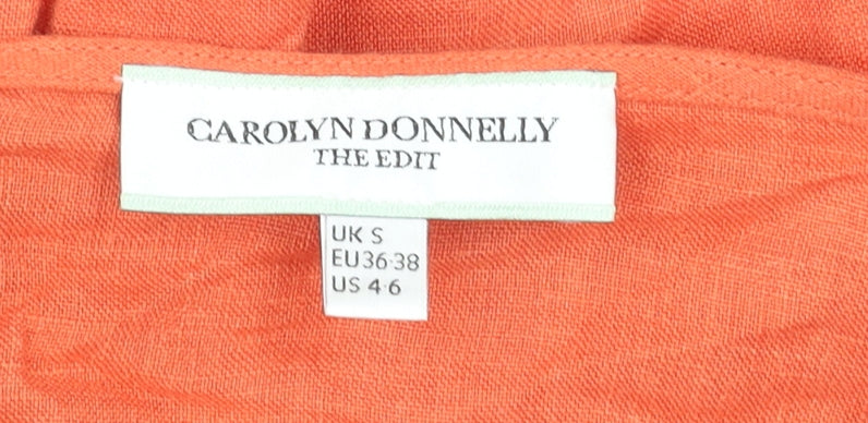 Carolyn Donnelly Orange Linen 3/4 Sleeve Tunic Blouse Women’s Size S