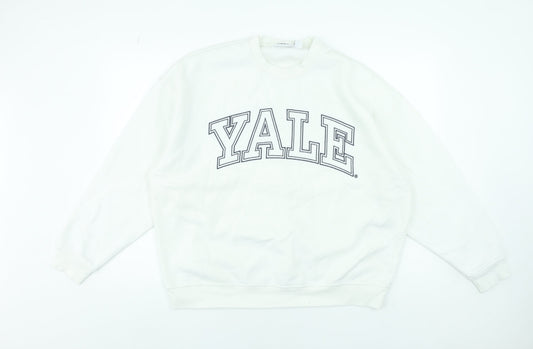 Yale University White Women's Medium Pullover Sweatshirt Cotton Blend