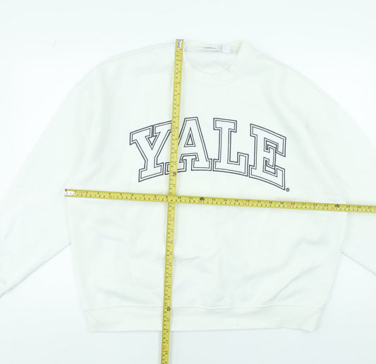 Yale University White Women's Medium Pullover Sweatshirt Cotton Blend