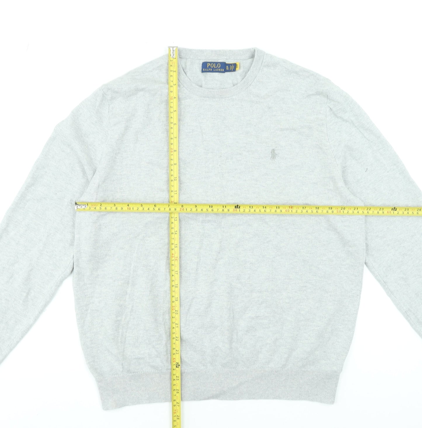 Polo Ralph Lauren Men's Grey XL Cotton Cashmere Crew Neck Jumper