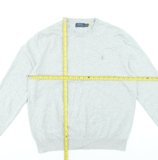 Polo Ralph Lauren Men's Grey XL Cotton Cashmere Crew Neck Jumper