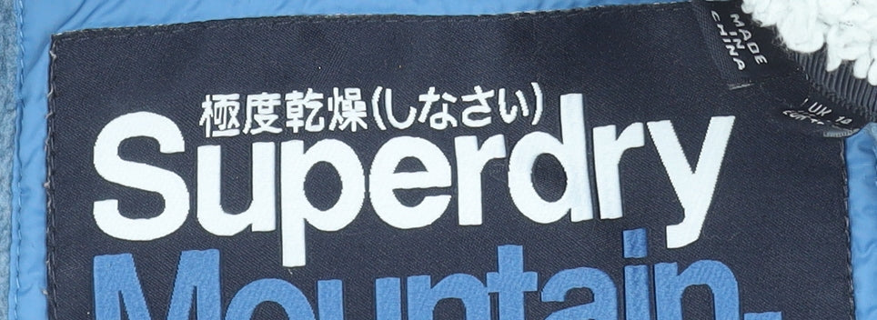 Superdry Women's Blue Full Zip Hoodie Size 14 Polyester Lined
