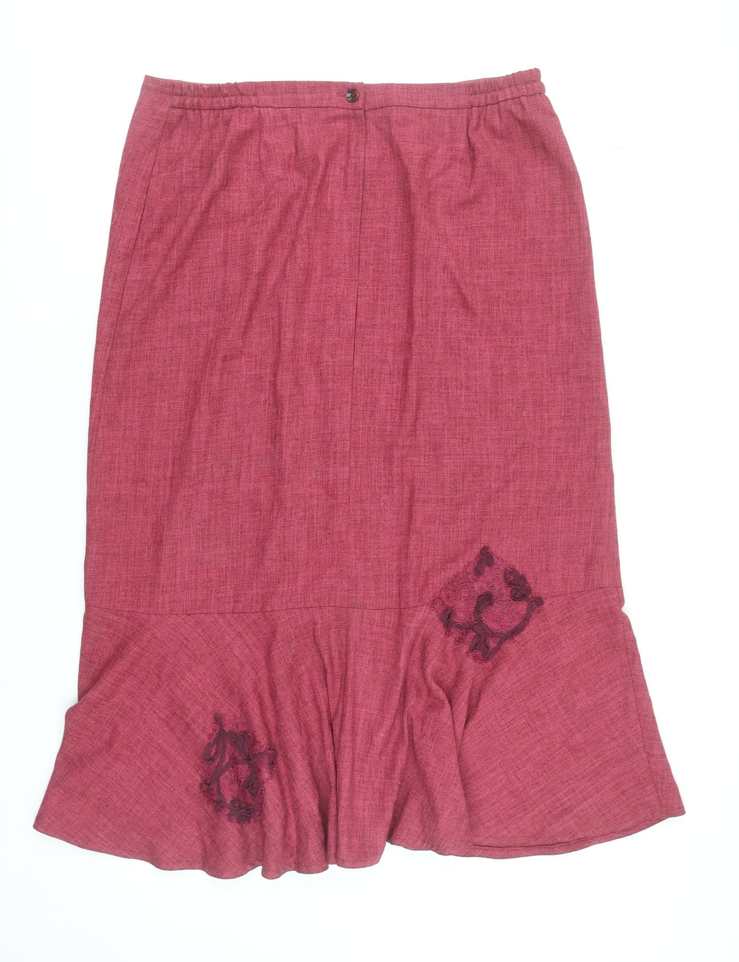 Ayalon Collection Women's Red Embroidered Midi Flared Skirt Size 18