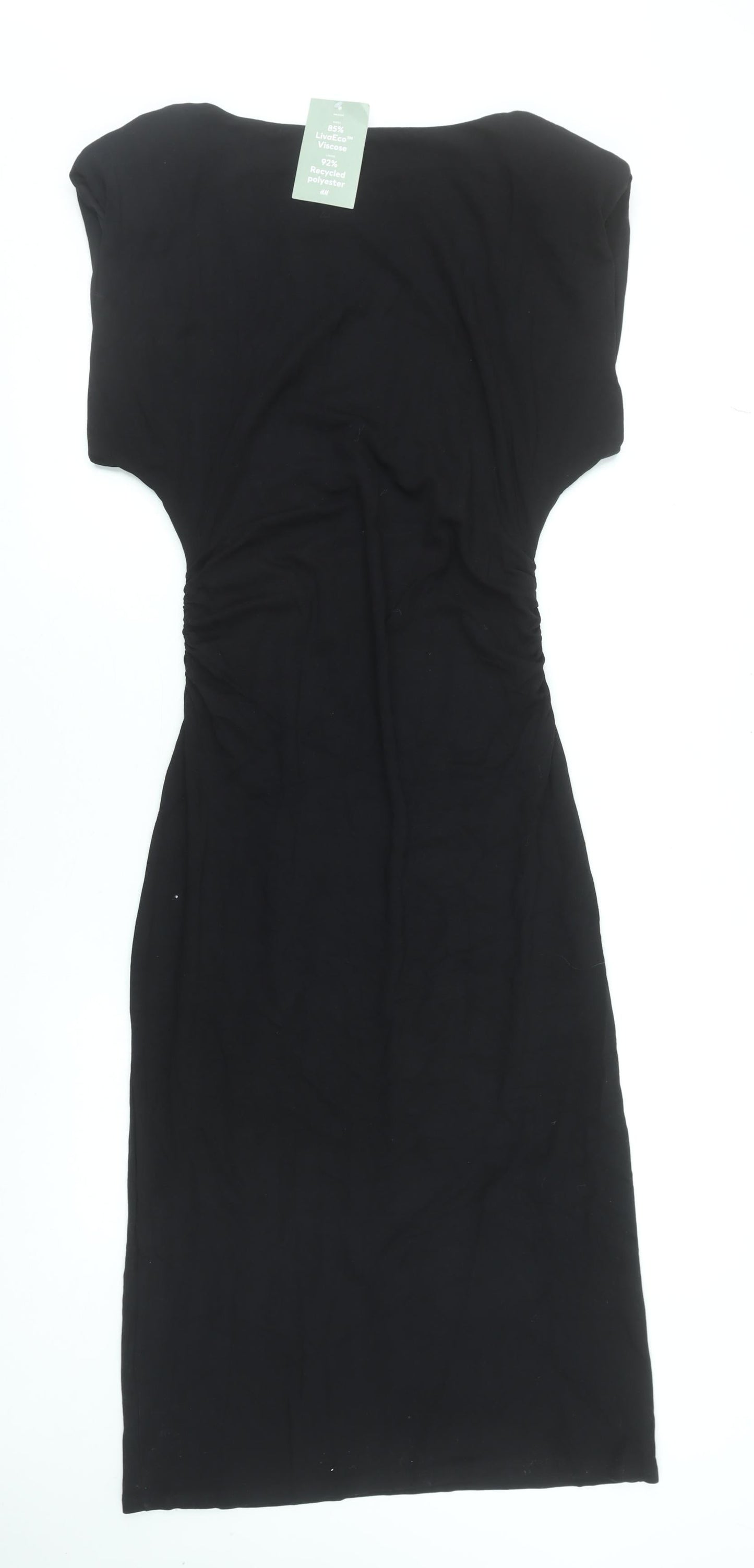 H&M Women’s Black Bodycon Knee Length Dress Size L Viscose Blend