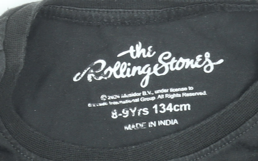 The Rolling Stones Girls Black Graphic Band T-Shirt 8-9 Years Cotton