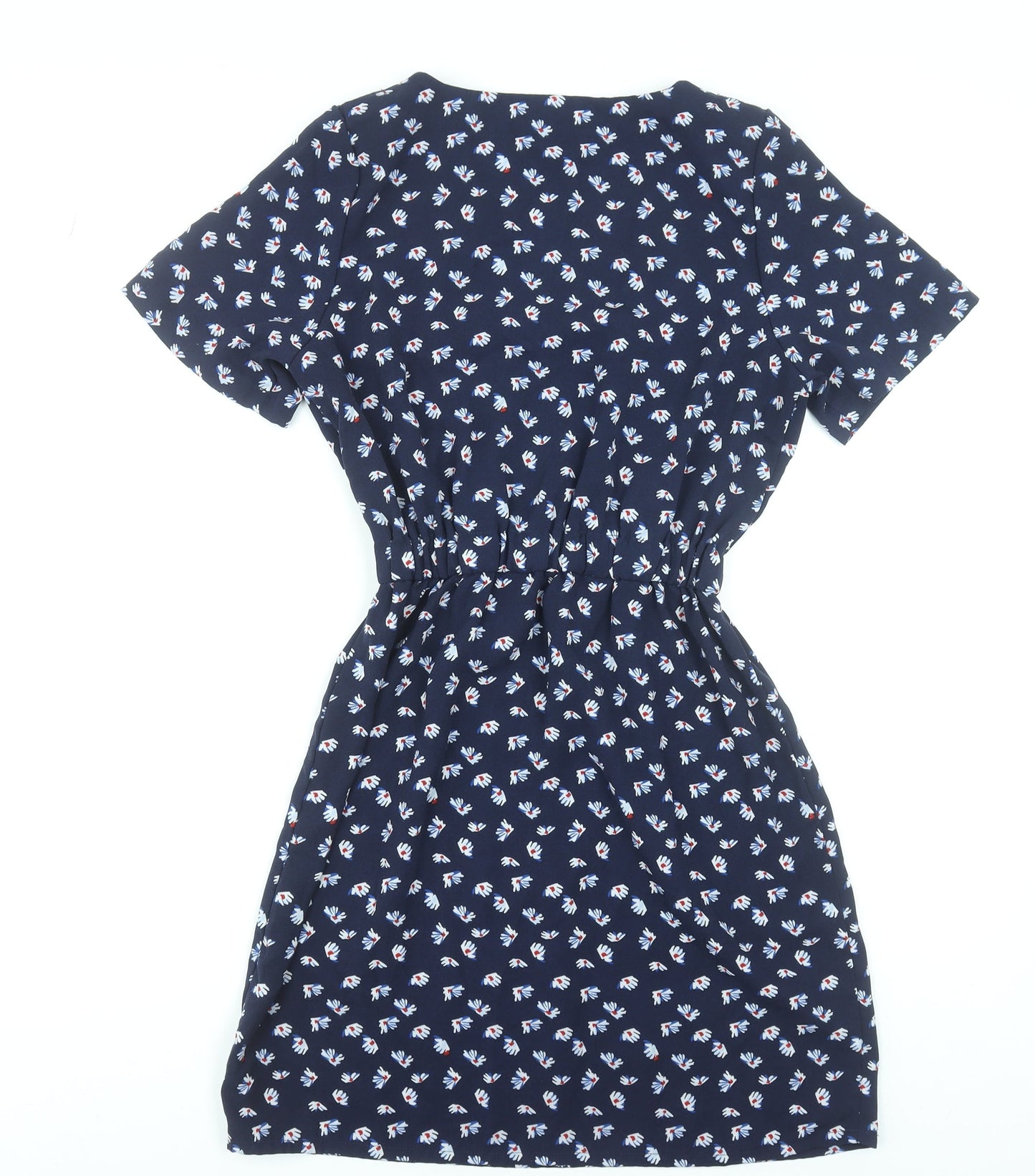 Mystify Women Blue Floral V-Neck Fit & Flare Dress Size 10