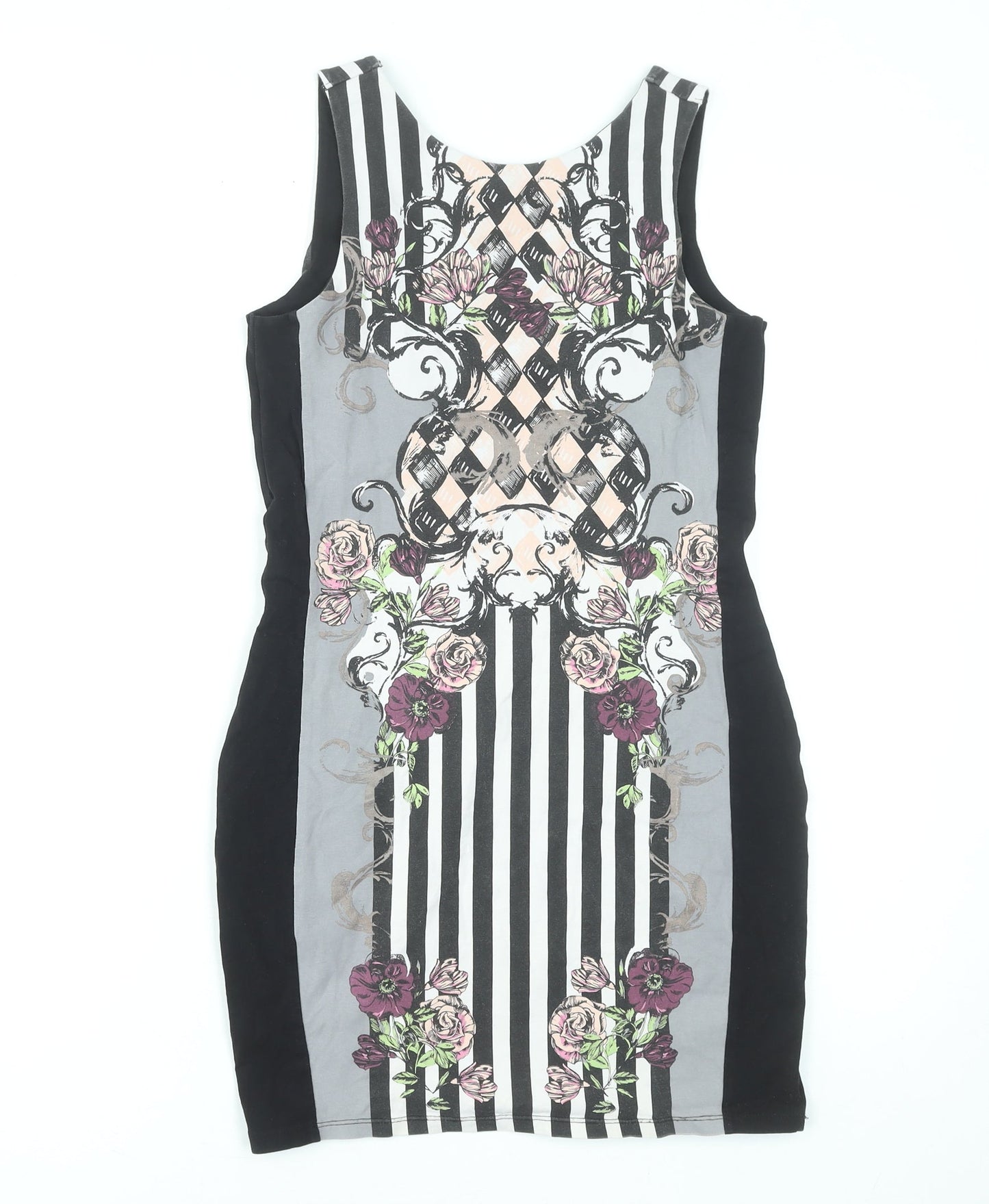 River Island Women's Multicoloured Size 12 Bodycon Floral Striped Dress