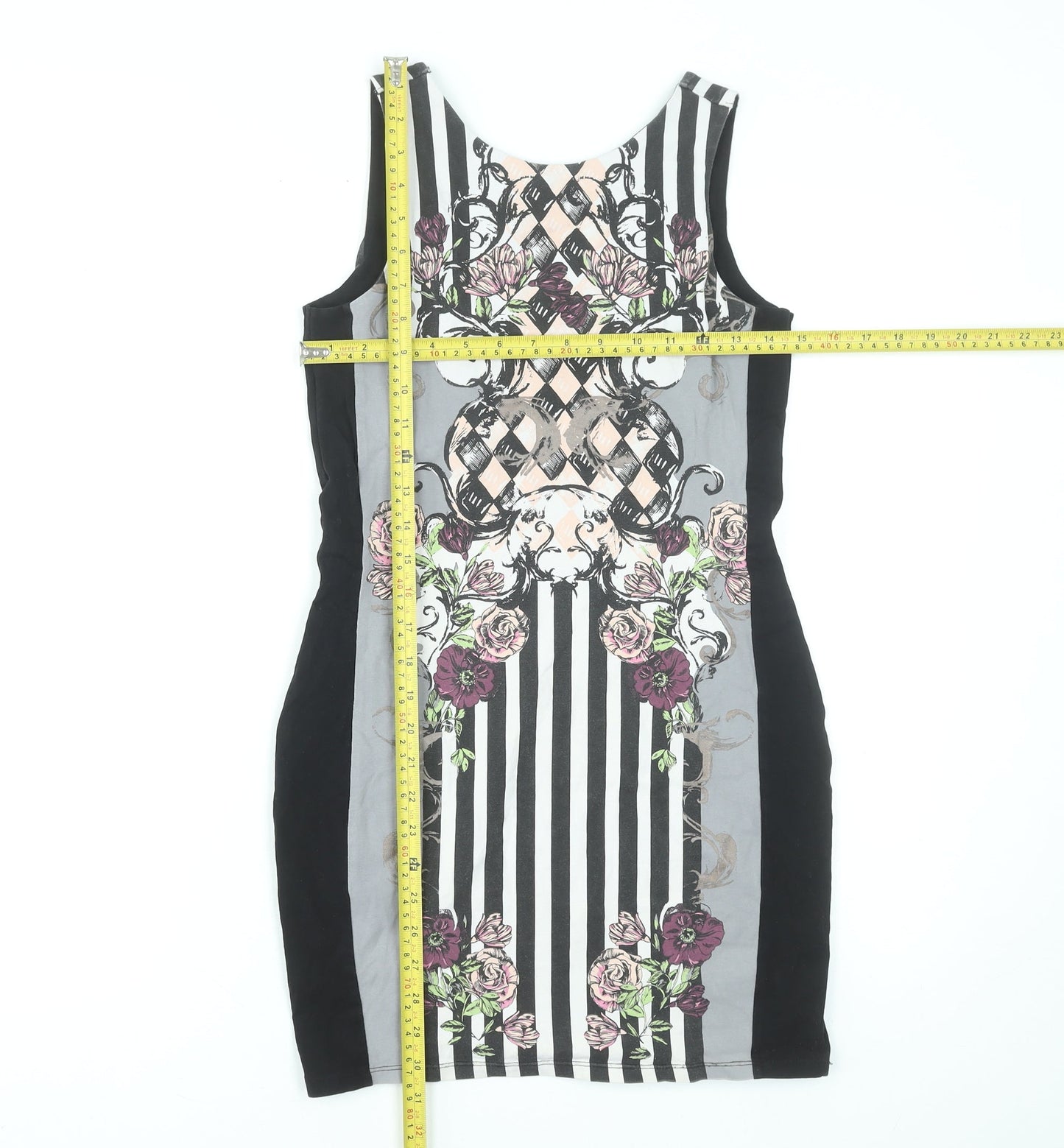 River Island Women's Multicoloured Size 12 Bodycon Floral Striped Dress