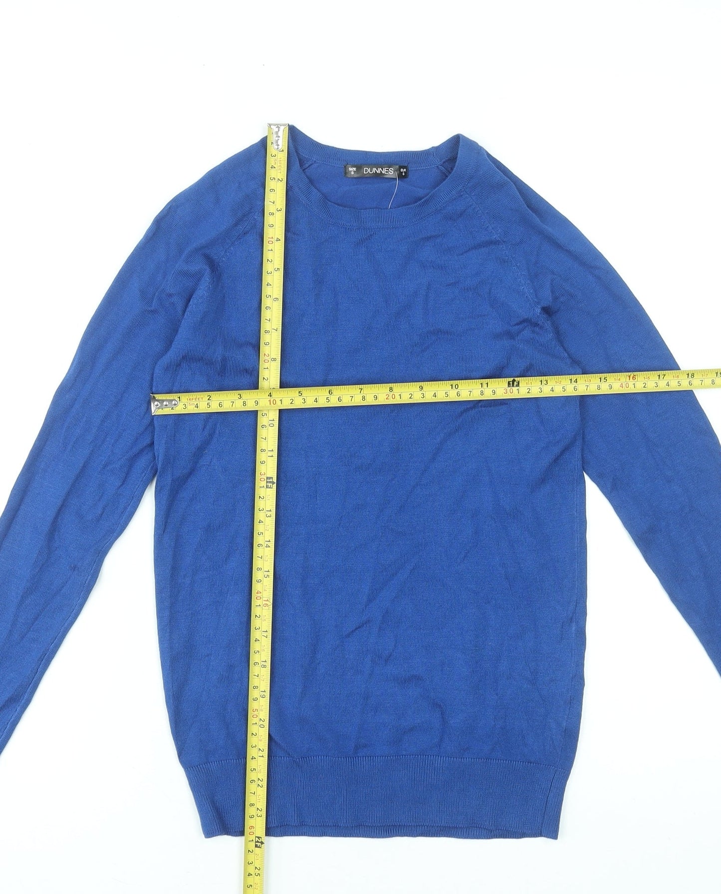 Dunnes Stores Women’s Blue Crew Neck Viscose Knit Jumper Size S