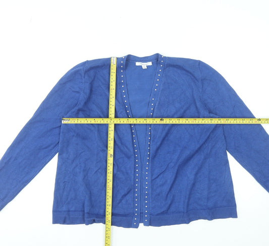 89th + Madison Women's Blue Studded Open Front Cardigan Size M