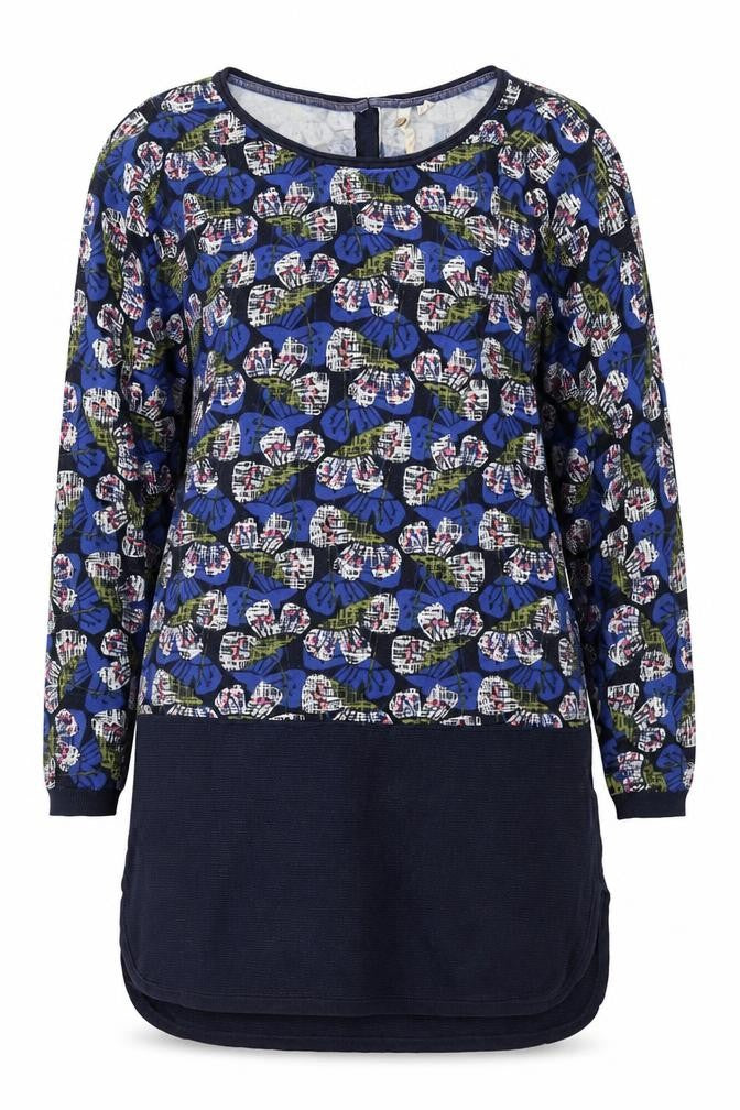 White Stuff Women's Blue Floral Long Sleeve Tunic Blouse Size 10