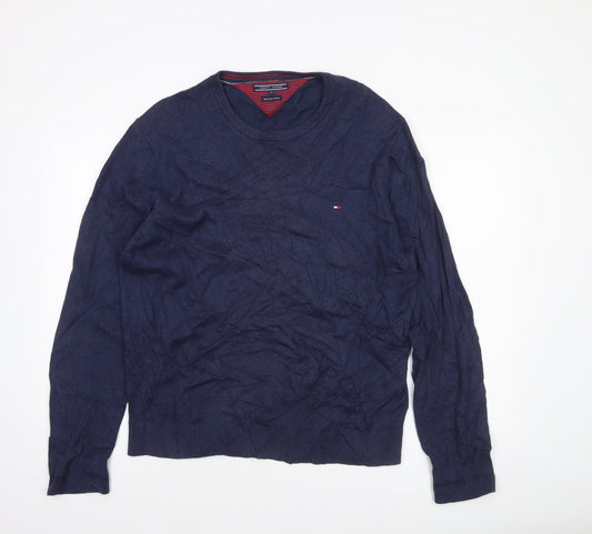Tommy Hilfiger Men's Blue XL Cotton Cashmere Crew Neck Jumper