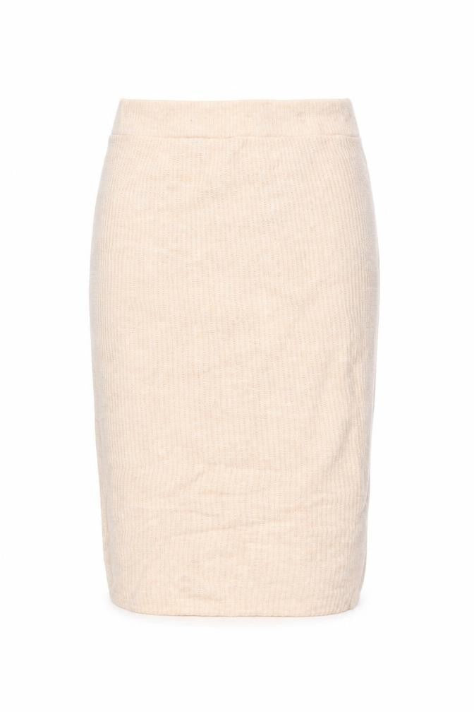 H&M Womens MAMA Beige Knit Pencil Skirt M Maternity Stretch Wool Blend